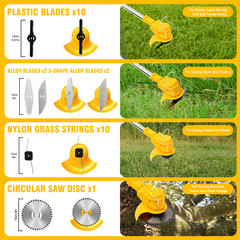 Electric Cordless Grass String Trimmer Lawn Edger Weed Wacker Cutter + 2 Battery