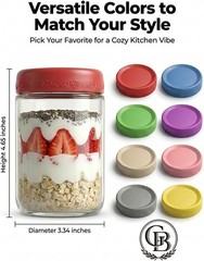 16 OZ Overnight Oats Jars with Lids 8 Pack, Glass Meal Prep Containers, Reusa…