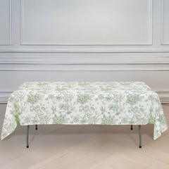 60″ x 102″ Dusty Sage French Toile Pattern Polyester Rectangular Tablecloth