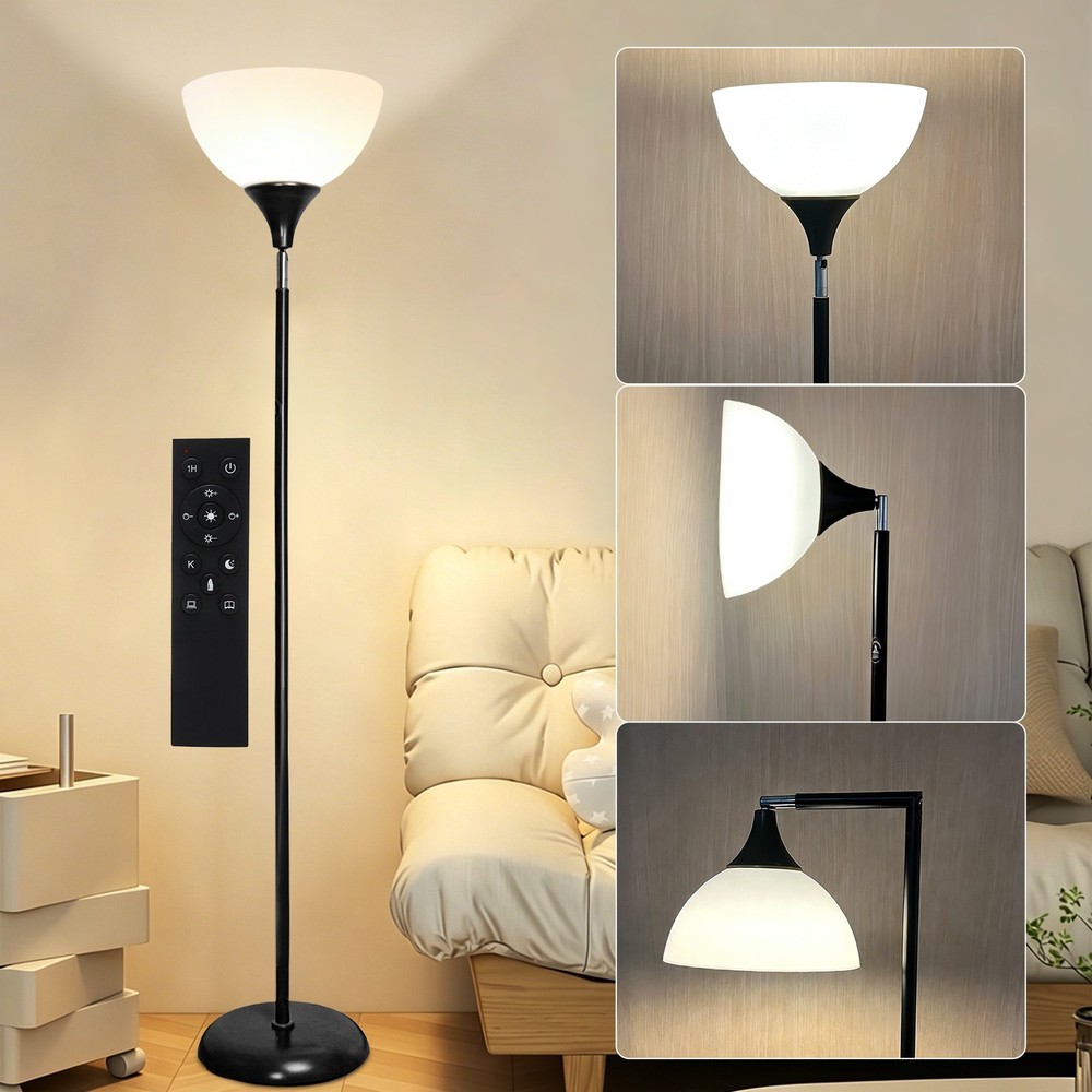 Anrotix LED Floor Lamp Horn-Shaped Metal Standing Light Remote Dimmable Folding