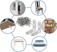 1.5″ L-Shaped Bracket Corner Brace Stainless Steel Bracket Right Angle w/Screws