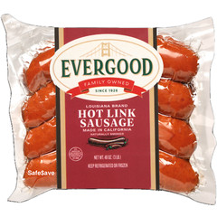 3 Lbs Evergood Louisiana Brand Beef Hot Link Sausages 3 individ packs 16 oz Each