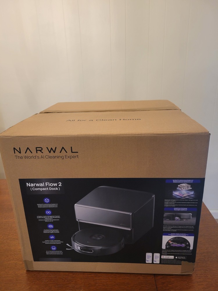 Narwal Flow 2 Robotic Vacuum & Mop Cleaner, Gray, Power Cord, Guide