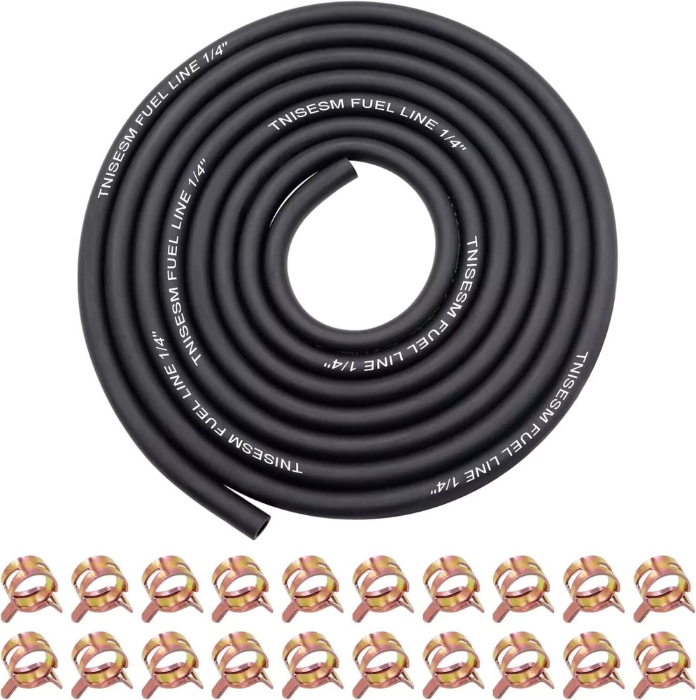 1/4 Inch ID Fuel Line Hose 10Ft + 20 Hose Clamps for Small Gas Engines-Free Ship