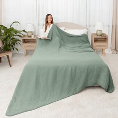 Muslin Blanket for Adults Queen 90″ x 90″ – 6 Layer Soft, Breathable & Lightweig