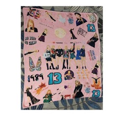 Taylor Swift Eras Pink Plush Lightweight Throw Blanket Swiftie Collage 50″x56″