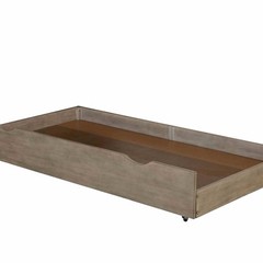 Transitional Trundle Bed Frame, Warm Gray Wire-Brushed Wood, Modern Under-Bed