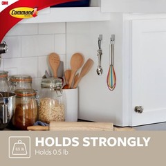 10pk Small Stainless Steel Hooks: Adhesive Hat ; Comando Hooks, 0.5 lb Capacity,