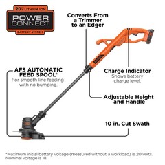 BLACK+DECKER 20V MAX* String Trimmer/Edger Kit, 10-Inch – LST201