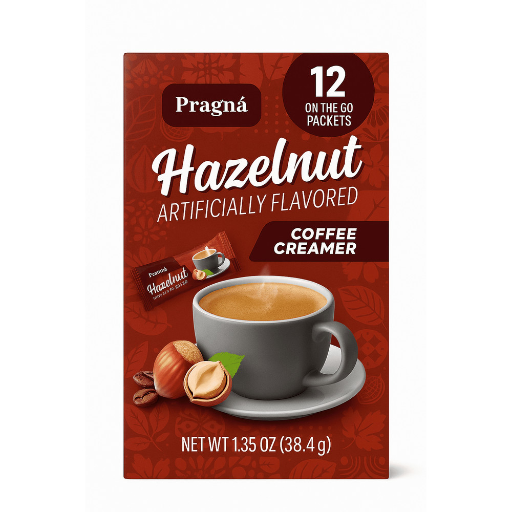 Pragna Sugar Free, Hazelnut Coffee Creamer, 12 On-The-Go Packets, 1.35 oz