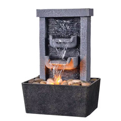 10.3 in Indoor Waterfall Fountain with Reflective Lighting and River Rocks