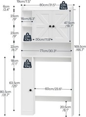 HOOBRO Over The Toilet Storage Cabinet Farmhouse Bathroom Storage Organizer