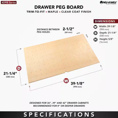 0.62 In. H X 24.25 In. W X 21.25 In. D Small Wood Peg Board Drawer Insert