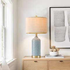 Luxurious 24.25” Energy Efficient LED Table Lamps Set in Blue for Cozy Spaces