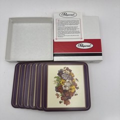 Pimpernel Cork-Backed Pansy Coasters 4.25” England New In Box Set Of 6