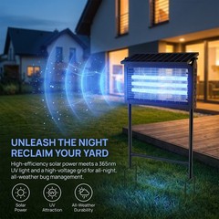 Solar Bug Zapper Outdoor Cordless Fly Trap Insect Zapper 4500V Mosquito Zapper