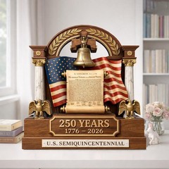 America 250th Anniversary Wooden Block Decoration, 1776-2026 Patriotic