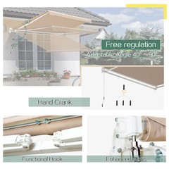 Patio Awning Manual Retractable Sun Shade Canopy Outdoor Deck Shelter 4 Size