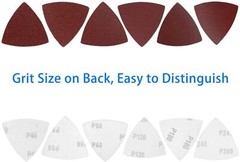 100PCS Multi-Tool Hook Loop Sandpaper Disc Triangle Sanding Pads for Oscillating