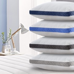Pack of 2 Bed Pillows Quilted Hotel Quality Down Alternative Gusseted Pillow