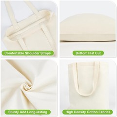 Canvas Tote Bag 4 Pack Reusable Cotton Shopping Bags Blank DIY Craft Tote Market