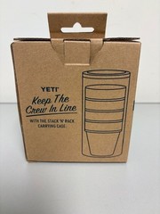Classic White YETI® 4 Shot Glasses and Holder – Authentic – NEW