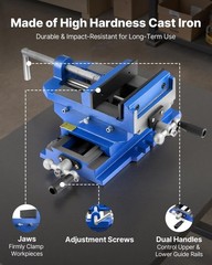 VEVOR Cross Slide Drill Press Vise 4 Inch 2 Way X-Y Axis Bench Vise Cast Iron
