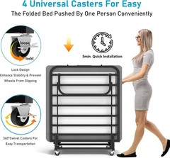 Adults Folding Guest Bed Heavy Duty Portable Bed Sleeping Cot with 6cm Mattress