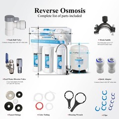 6 Stage Reverse Osmosis RO Drinking Water System with Alkaline pH+ Filter 75GPD