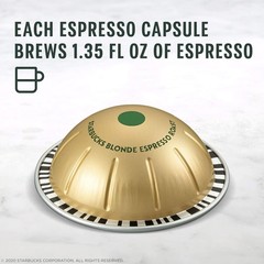 Starbucks by Nespresso Vertuo, Blonde Roast 80 loose , Pods, Brews, 1.35 oz.
