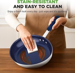 NutriChef 10 Inch Non-Stick Frying Pan with Lid Ceramic Cooking Skillet
