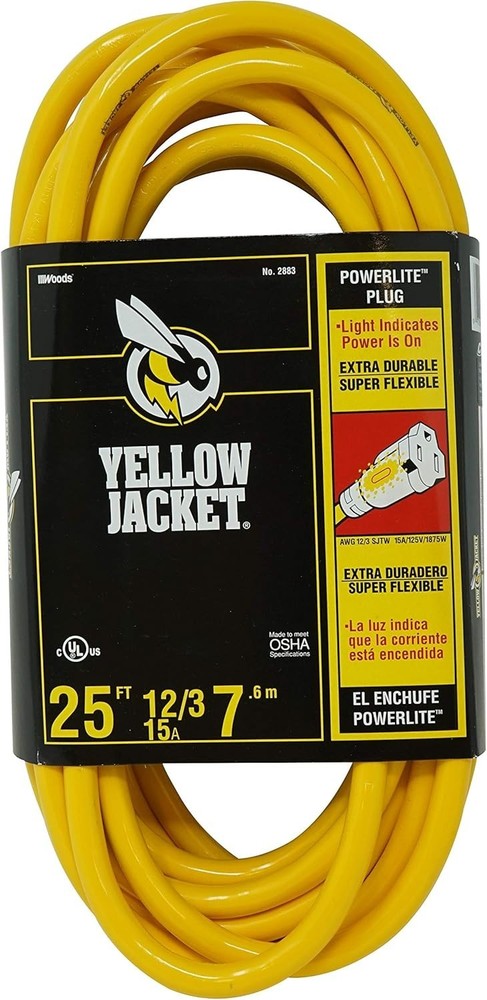 Southwire Yellow Jacket 25Ft 12/3 SJTW Premium Outdoor Heavy-Duty Extension Cord