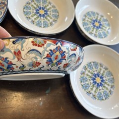 222 FIFTH Tunisia Pattern, Set of 4 Pasta or Soup Bowls, 9.5″ Porcelain Pristine