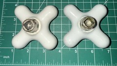 Vintage Speakman Porcelain Hot & Cold Cross Handles, Shower Sink Tub Knobs 3.25”