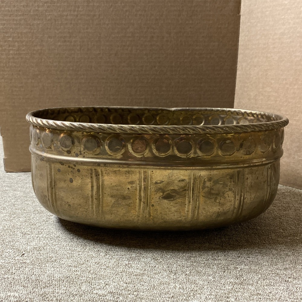 Vintage Brass Indoor Oval Planter 15” Long 6” Tall 10.25” Wide Big & Beautiful