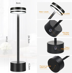 Cordless Table Lamp Portable Battery Powered LED Desk Lamps USB Rechargeable US