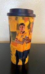 Travel Coffee Mug Ecuador FEF • Yellow Thermal Cup • 16 oz • Ecuador Football Fe
