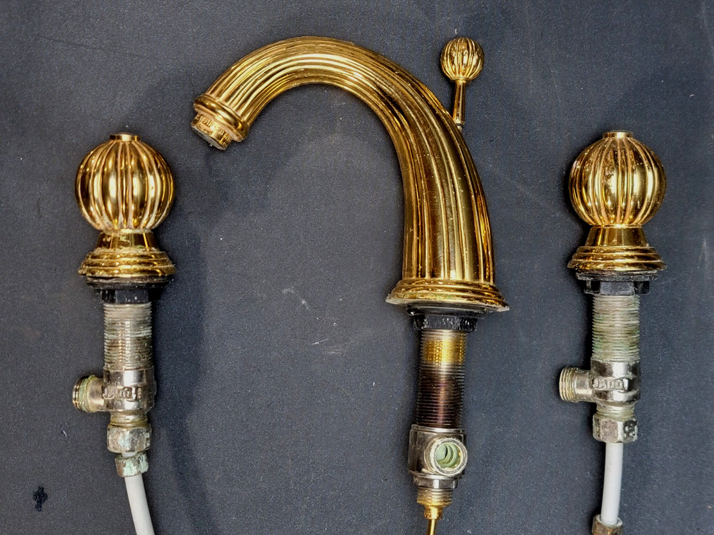 Hollywood Regency Faucet Gold Plated Wide Spread