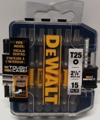 DeWalt Max 15 Piece Impact Power Bits 2 1/2″ T25………………………..4F