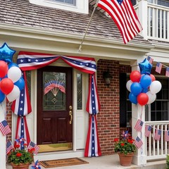 Mindsoft 11 Pcs 4th of July Door Decoration Set -1 Large 20 ft American Flag Bun