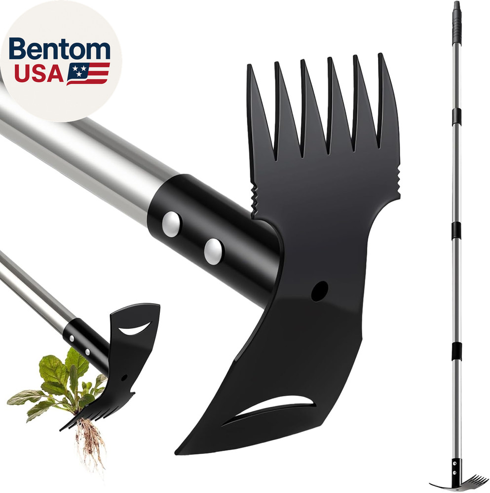 Weed Puller Tool with Long Handle(58In), 2-In-1 Gardening Hand Tools Weeds Remov