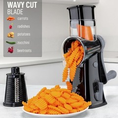 Manual Rotary Cheese Grater 5 Blade Shredder & Vegetable Slicer