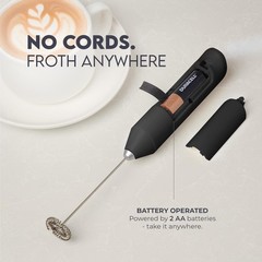 Zulay Kitchen Milk Frother Handheld Battery Operated Eco Frother, Beta Black