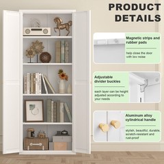 71″ Tall Metal Kitchen Pantry Storage Cabinets with Doors and Shelves, Cupboard