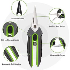 WORKPRO 2PC Pruning Shears 8″ Bypass Pruning Shear 6.25″ Straight Garden Scissor