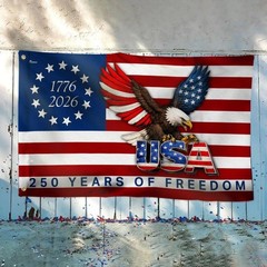 250 Years Anniversary Freedom 4th July Eagle US Flag (24*36 /36*60/ 48*72 Inch)