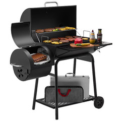 Royal Gourmet Offset Smoker 27.44-in W Black Barrel Charcoal Grill