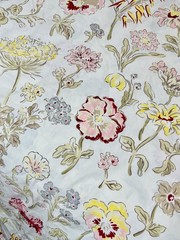 POTTERY BARN PRETTY!! FLORAL PINK WHITE YELLOW BOTANICAL COTTON DUVET COVER FULL