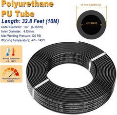 Air Line Tubing Kit,1/4″ Air Hose,1/4″ (6.35MM) OD 32.8FT Polyurethane PU Air