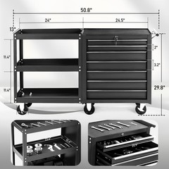 Rolling Tool Chest Tool Box with 7 Drawers & Wheels & Drawer Liners for Garage